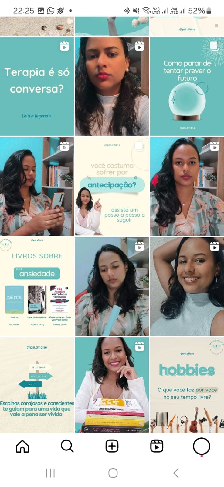 Dicas de saúde mental no Instagram da Aflane Negrão